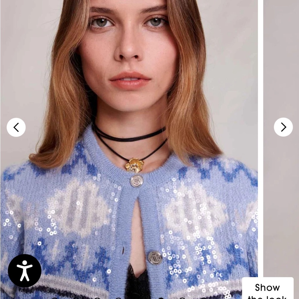 Maje Blue and White Sequin Cardigan